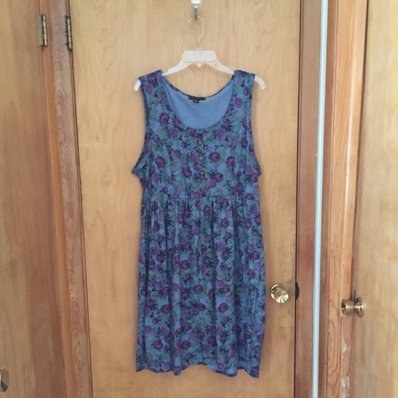 Forever 21 Dresses & Skirts - Forever 21 Grayish Blue Dress with Pink Roses